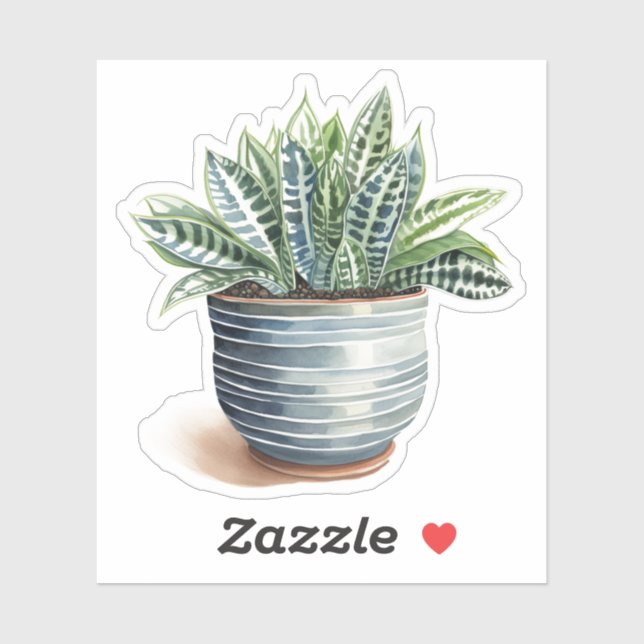 Zebra Haworthia Topf Pflanze Vinyl Stickers Aufkleber (Blatt)