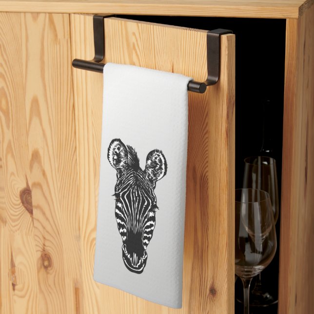 Zebra Head auf Silver Geschirrtuch (Drittel gefaltet)