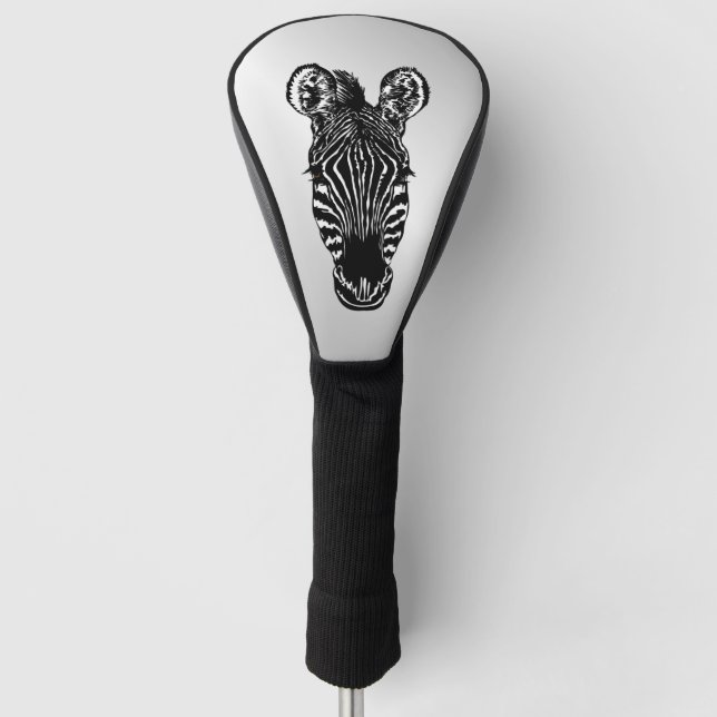Zebra Head auf Silver Golf Headcover (Vorderseite)