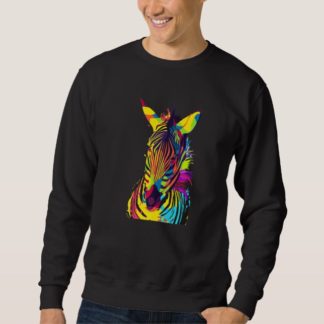 Zebra Head Colorful Pop Art Sweatshirt (Vorderseite)