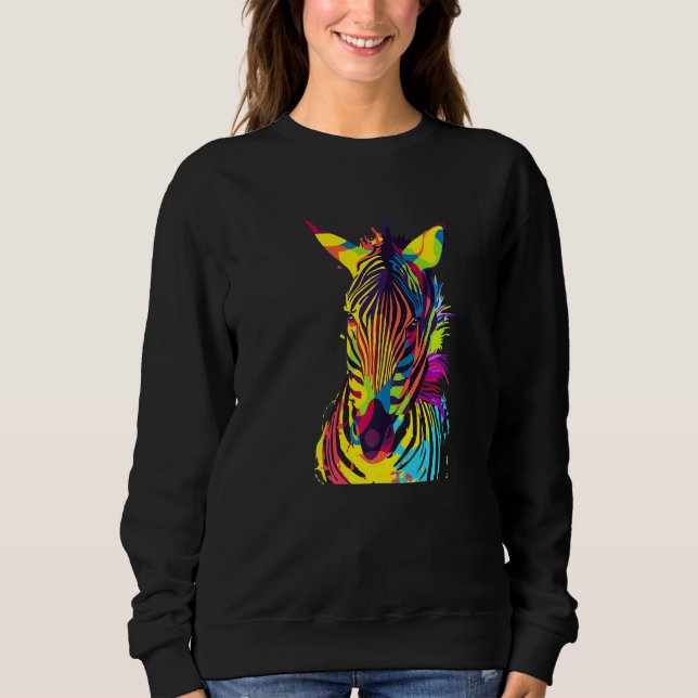 Zebra Head Colorful Pop Art Sweatshirt (Vorderseite)
