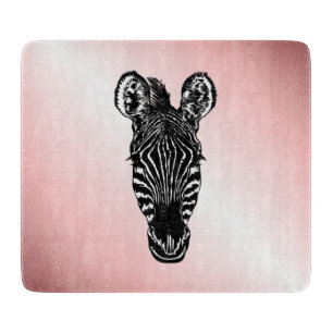 Zebra Head in Rosa Schneidebrett