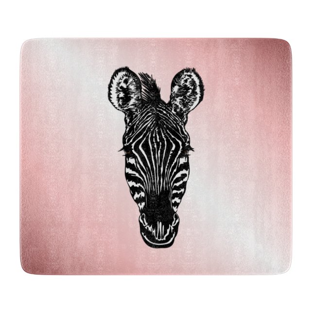 Zebra Head in Rosa Schneidebrett (Vorderseite)