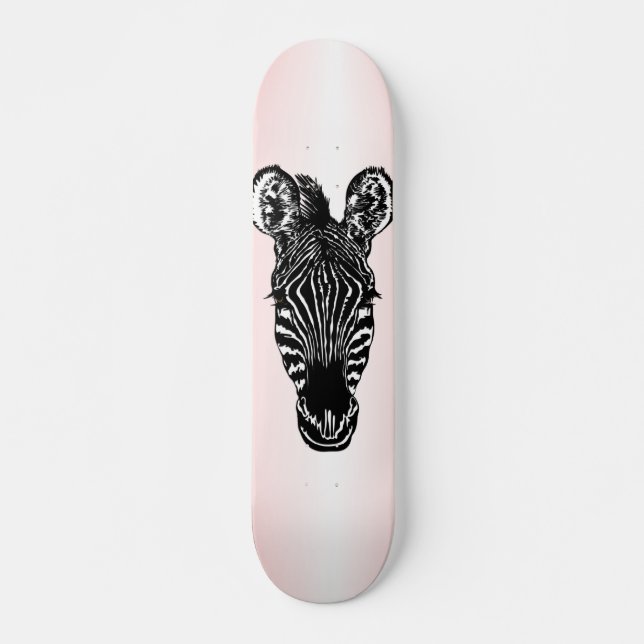 Zebra Head in Rosa Skateboard (Vorne)