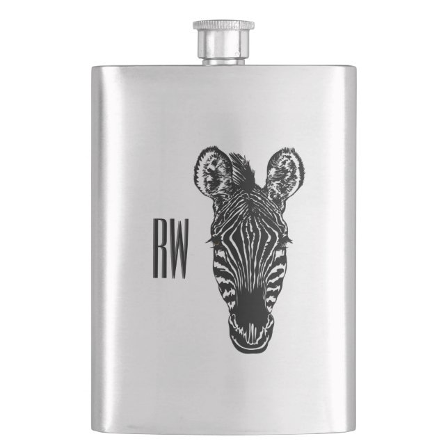 Zebra Head Monogram Flachmann (Vorderseite)