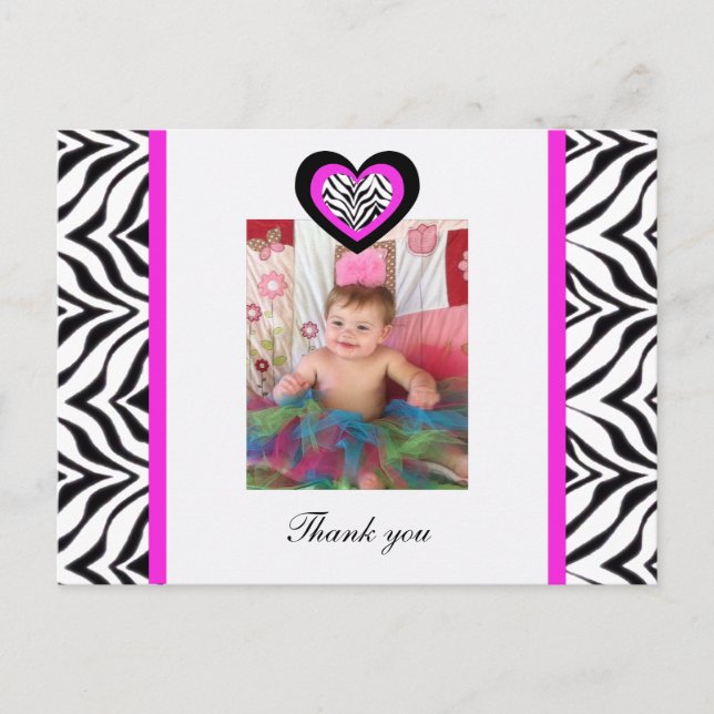 Zebra Heart: Bild: Danke Postcard Postkarte (Vorderseite)