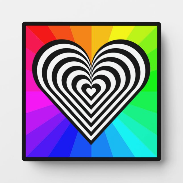 ZEBRA HEART RAINBOW PATTERN FOTOPLATTE (Vorderseite)