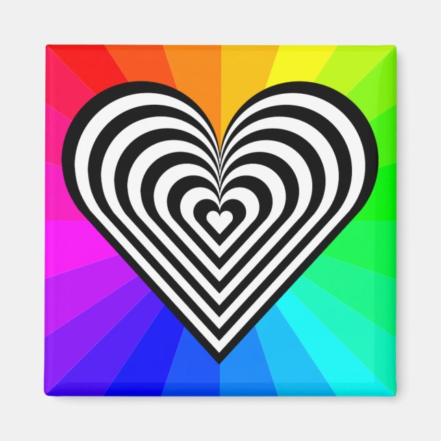 ZEBRA HEART RAINBOW PATTERN MAGNET (Vorne)