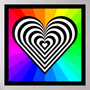 ZEBRA HEART RAINBOW PATTERN POSTER