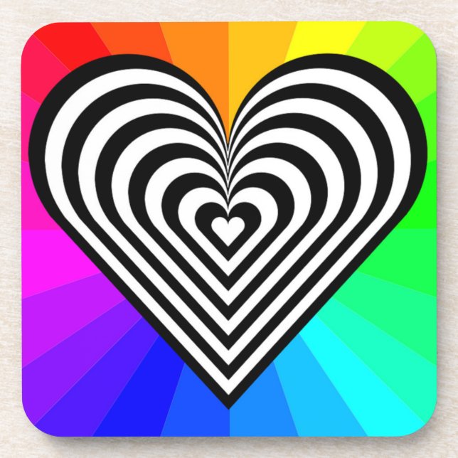 ZEBRA HEART RAINBOW PATTERN UNTERSETZER (Vorderseite)