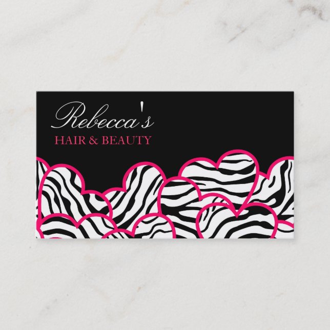 Zebra Hearts Design Business Card Visitenkarte (Vorderseite)