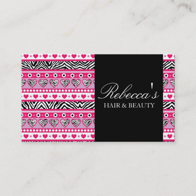 Zebra Hearts Design Business Card Visitenkarte (Vorderseite)