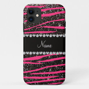 Zebra heißes Rosa des individuellen Namens stripe Case-Mate iPhone Hülle