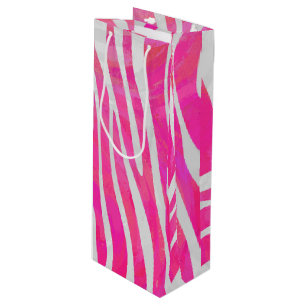 Zebra Hellrosa und Weiß Druck Geschenktüte Für Weinflaschen