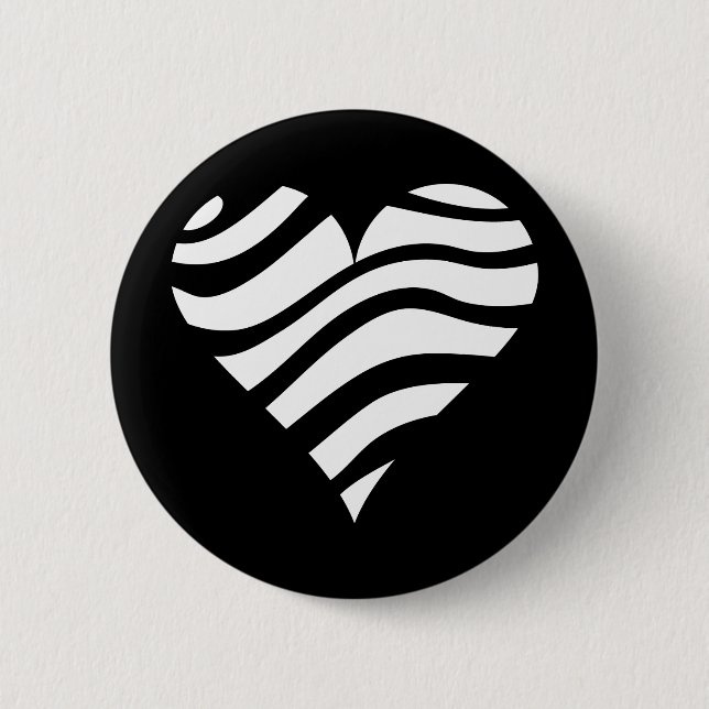 Zebra-Herz Button (Vorderseite)
