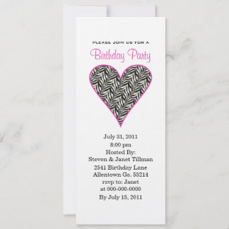 Zebra-Herz-Party Einladungen