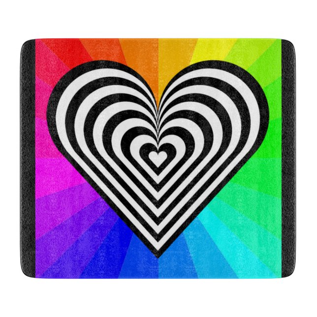 ZEBRA-HERZ-REGENBOGENMUSTER SCHNEIDEBRETT (Vorderseite)