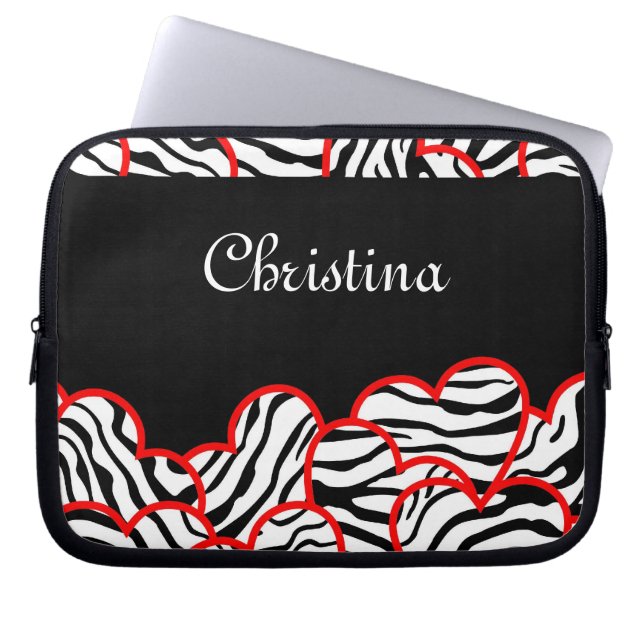 Zebra herzen Laptop Sleeve (Vorderseite)