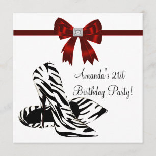 Zebra High Heels Frauen 21. Geburtstag Party Einladung