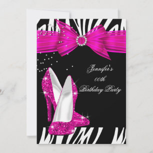 Zebra Hot Pink Hochhackiger Schuh Schwarzer Geburt Einladung