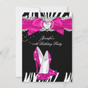 Zebra Hot Pink Hochhackiger Schuh Schwarzer Geburt Einladung