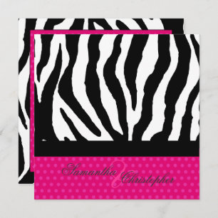 ZEBRA+HOT PINK POLKA DOTS DIY FARBEN EINLADUNG