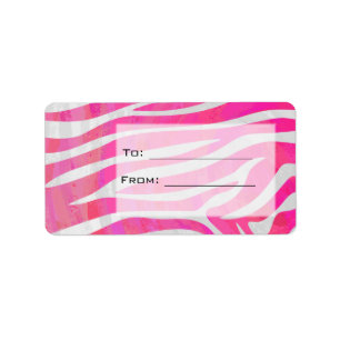 Zebra Hot Pink und Weiß mit Monogramm Adressaufkleber