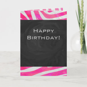 Zebra Hot Pink und Weiß mit Monogramm Karte