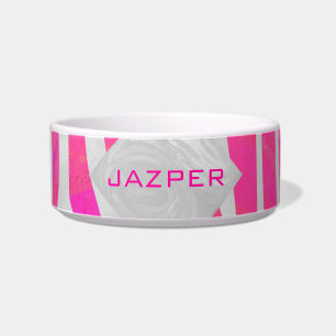 Zebra Hot Pink und Weiß mit Monogramm Napf