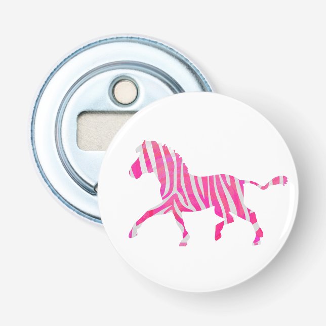 Zebra Hot Pink und White Silhouette Flaschenöffner (Vorderseite)