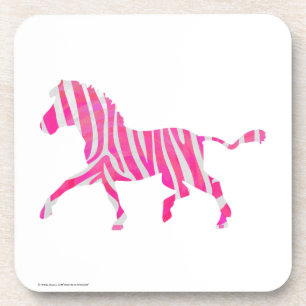 Zebra Hot Pink und White Silhouette Getränkeuntersetzer