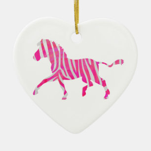 Zebra Hot Pink und White Silhouette Keramik Ornament