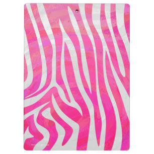 Zebra Hot Pink und White Silhouette Klemmbrett