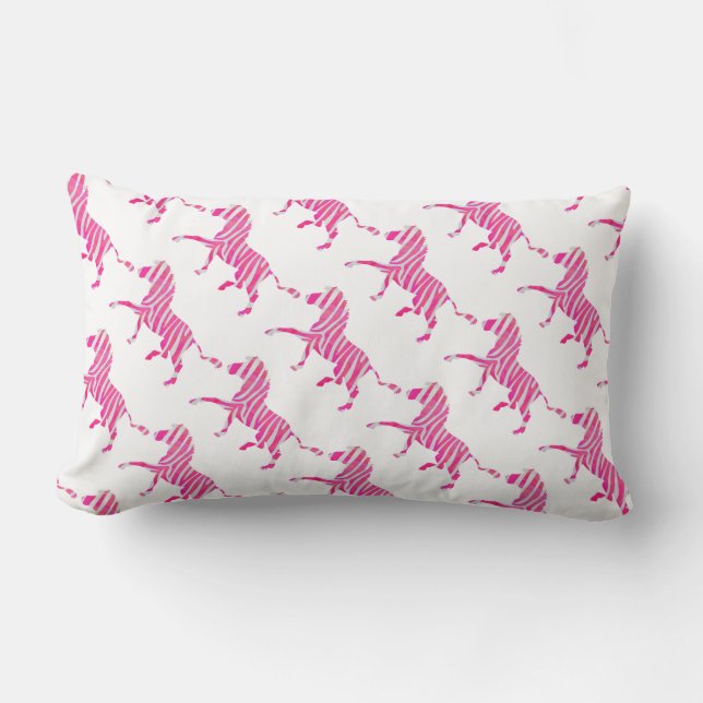 Zebra Hot Pink und White Silhouette Lendenkissen (Vorderseite)