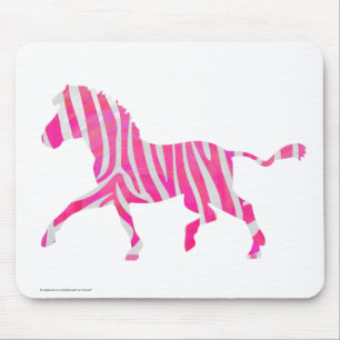 Zebra Hot Pink und White Silhouette Mousepad