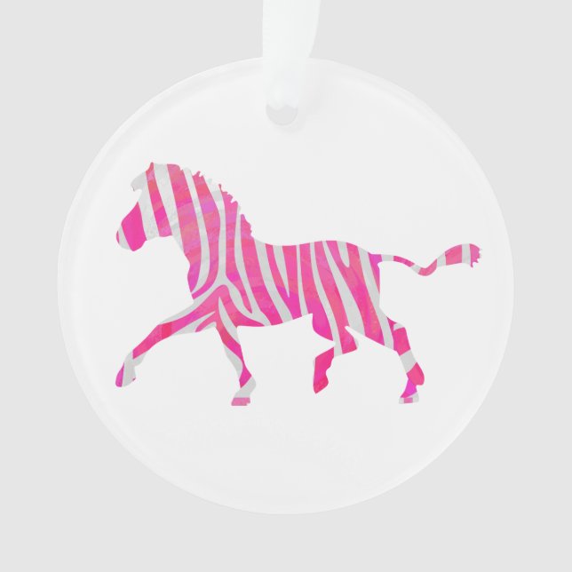 Zebra Hot Pink und White Silhouette Ornament (Vorderseite)