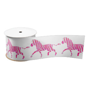 Zebra Hot Pink und White Silhouette Satinband