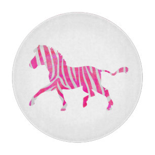 Zebra Hot Pink und White Silhouette Schneidebrett