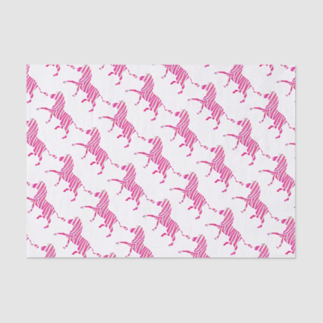 Zebra Hot Pink und White Silhouette Seidenpapier (Vorderseite)