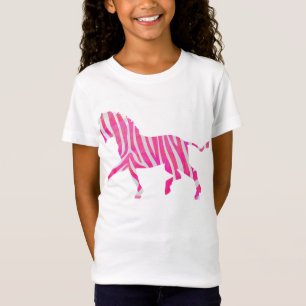 Zebra Hot Pink und White Silhouette T-Shirt