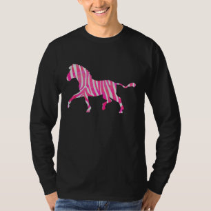 Zebra Hot Pink und White Silhouette T-Shirt