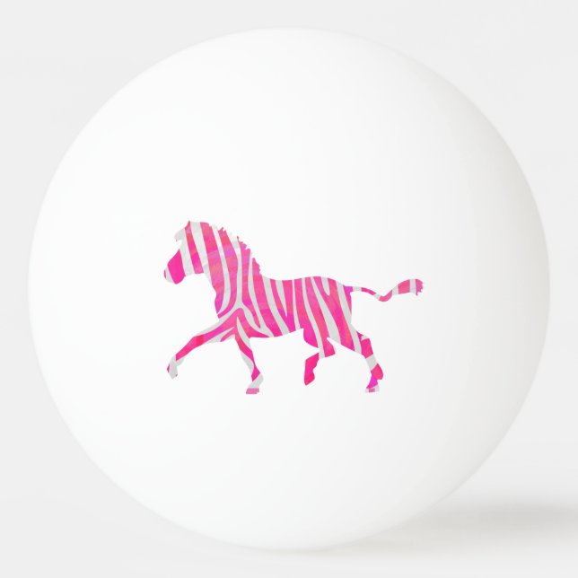 Zebra Hot Pink und White Silhouette Tischtennisball (Rückseite)