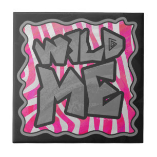 Zebra Hot Pink und White Wild Me Fliese