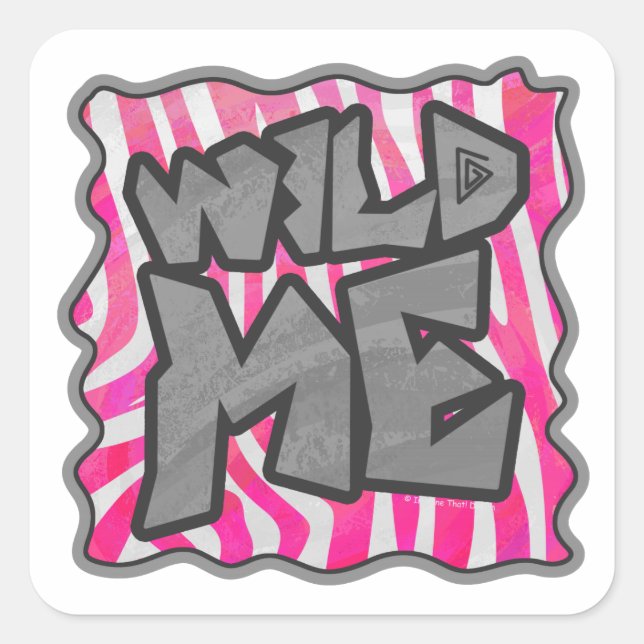 Zebra Hot Pink und White Wild Me Quadratischer Aufkleber (Vorderseite)