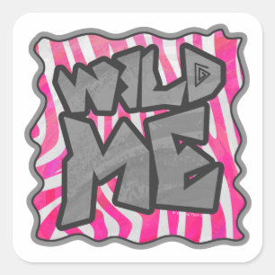 Zebra Hot Pink und White Wild Me Quadratischer Aufkleber