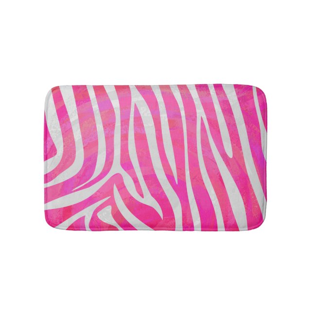 Zebra Hot Rosa und White Print Badematte (Vorderseite)