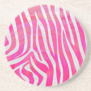 Zebra Hot Rosa und White Print Getränkeuntersetzer