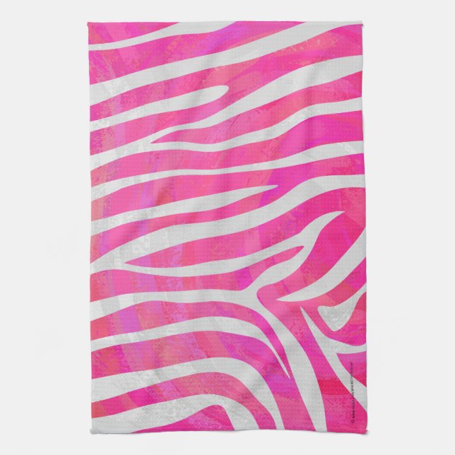 Zebra Hot Rosa und White Print Handtuch (Vertikal)