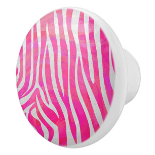 Zebra Hot Rosa und White Print Keramikknauf