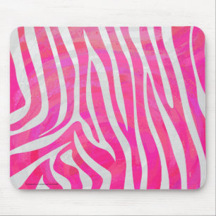 Zebra Hot Rosa und White Print Mousepad